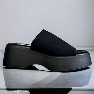 Steve Madden Slinky Y2K Reissue Slip On Platform Sandals Black